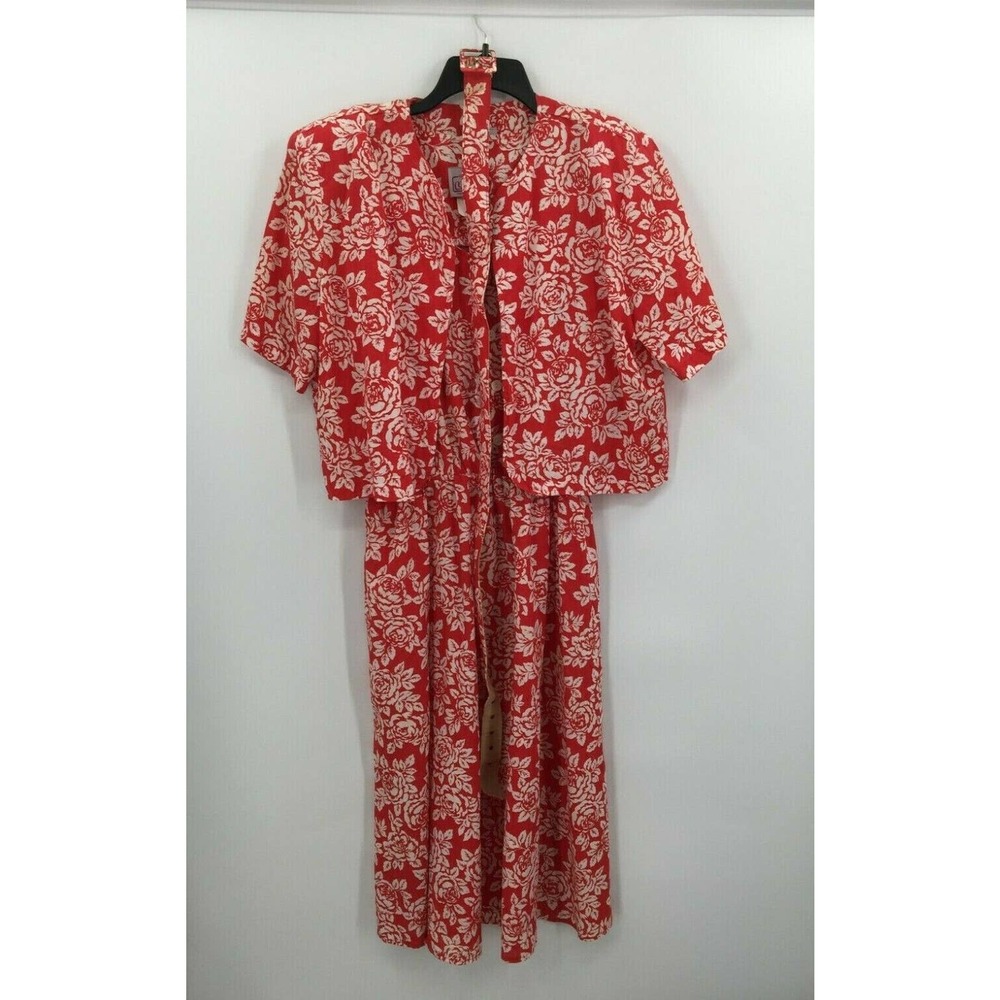 California Looks Vintage Floral Jacket Dress Short Sleeve sundress